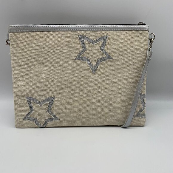 WKND WYFR Ivory Canvas and Silver Star Convertible Clutch - Picture 2 of 10